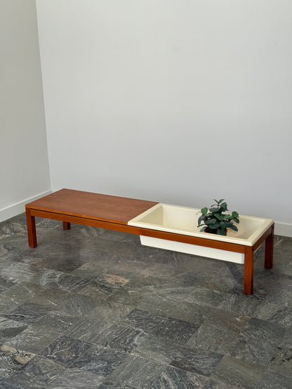 Blombänk i teak med blomsterlåda